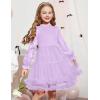 Arshiner Toddler Tutu Dress Girls Puff Long Sleeve Fall Winter Formal Party Tulle Dresses 3-8Y(Lavender)