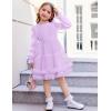 Arshiner Toddler Tutu Dress Girls Puff Long Sleeve Fall Winter Formal Party Tulle Dresses 3-8Y(Lavender)