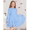 Arshiner Toddler Tutu Dress Girls Puff Long Sleeve Fall Winter Formal Party Tulle Dresses 3-8Y(Light Blue)