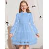 Arshiner Toddler Tutu Dress Girls Puff Long Sleeve Fall Winter Formal Party Tulle Dresses 3-8Y(Light Blue)