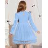 Arshiner Toddler Tutu Dress Girls Puff Long Sleeve Fall Winter Formal Party Tulle Dresses 3-8Y(Light Blue)