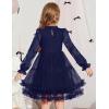 Arshiner Toddler Tutu Dress Girls Puff Long Sleeve Fall Winter Formal Party Tulle Dresses 3-8Y(Navy Blue)