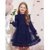 Arshiner Toddler Tutu Dress Girls Puff Long Sleeve Fall Winter Formal Party Tulle Dresses 3-8Y(Navy Blue)
