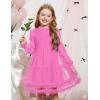Arshiner Toddler Tutu Dress Girls Puff Long Sleeve Fall Winter Formal Party Tulle Dresses 3-8Y(Peach Pink)