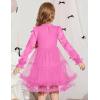 Arshiner Toddler Tutu Dress Girls Puff Long Sleeve Fall Winter Formal Party Tulle Dresses 3-8Y(Peach Pink)