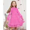 Arshiner Toddler Tutu Dress Girls Puff Long Sleeve Fall Winter Formal Party Tulle Dresses 3-8Y(Peach Pink)