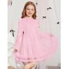 Arshiner Toddler Tutu Dress Girls Puff Long Sleeve Fall Winter Formal Party Tulle Dresses 3-8Y(Pink)