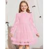 Arshiner Toddler Tutu Dress Girls Puff Long Sleeve Fall Winter Formal Party Tulle Dresses 3-8Y(Pink)