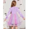 Arshiner Toddler Tutu Dress Girls Puff Long Sleeve Fall Winter Formal Party Tulle Dresses 3-8Y(Purple Rainbow)