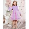 Arshiner Toddler Tutu Dress Girls Puff Long Sleeve Fall Winter Formal Party Tulle Dresses 3-8Y(Purple Rainbow)