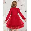 Arshiner Toddler Tutu Dress Girls Puff Long Sleeve Fall Winter Formal Party Tulle Dresses 3-8Y(Red)