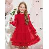 Arshiner Toddler Tutu Dress Girls Puff Long Sleeve Fall Winter Formal Party Tulle Dresses 3-8Y(Red)