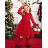 Arshiner Toddler Tutu Dress Girls Puff Long Sleeve Fall Winter Formal Party Tulle Dresses 3-8Y(Red)