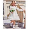 Arshiner Toddler Tutu Dress Girls Puff Long Sleeve Fall Winter Formal Party Tulle Dresses 3-8Y(White)