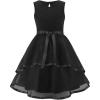 Arshiner Girls Dress Formal Party Fluffy Tulle Sleeveless Belted Dresses Size 3-11Y(Black)