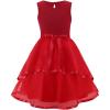 Arshiner Girls Dress Formal Party Fluffy Tulle Sleeveless Belted Dresses Size 3-11Y(Dark Red)