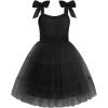Arshiner Girls Dresses Summer Sleeveless Bow-Tie Straps Formal Fancy Party Birthday Tulle Dress(Black)