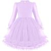 Arshiner Toddler Tutu Dress Girls Puff Long Sleeve Fall Winter Formal Party Tulle Dresses 3-8Y(Lavender)