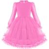 Arshiner Toddler Tutu Dress Girls Puff Long Sleeve Fall Winter Formal Party Tulle Dresses 3-8Y(Peach Pink)