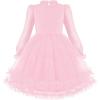 Arshiner Toddler Tutu Dress Girls Puff Long Sleeve Fall Winter Formal Party Tulle Dresses 3-8Y(Pink)