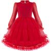 Arshiner Toddler Tutu Dress Girls Puff Long Sleeve Fall Winter Formal Party Tulle Dresses 3-8Y(Red)