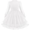 Arshiner Toddler Tutu Dress Girls Puff Long Sleeve Fall Winter Formal Party Tulle Dresses 3-8Y(White)