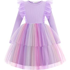 Arshiner Toddler Dress Baby Girls Tutu Tiered Formal Party Sequin Tulle Dresses Fall Winter Clothes for 1-6 Years(Purple Gradient)
