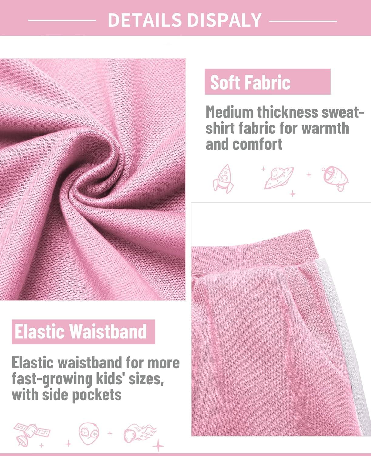 image:imageArshiner Girls 2 Piece Outfits Sweatsuits Zip Up Hoodie Sweatshirt and Sweatpant Athletic Tracksuit Jogger SetPink