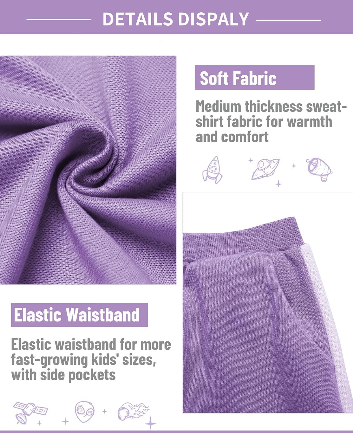 image:imageArshiner Girls 2 Piece Outfits Sweatsuits Zip Up Hoodie Sweatshirt and Sweatpant Athletic Tracksuit Jogger SetPurple
