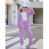 Arshiner Girls 2 Piece Outfits Sweatsuits Zip Up Hoodie Sweatshirt and Sweatpant Athletic Tracksuit Jogger Set(Purple)