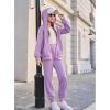 Arshiner Girls 2 Piece Outfits Sweatsuits Zip Up Hoodie Sweatshirt and Sweatpant Athletic Tracksuit Jogger Set(Purple)