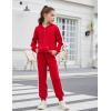 Arshiner Girls 2 Piece Outfits Sweatsuits Zip Up Hoodie Sweatshirt and Sweatpant Athletic Tracksuit Jogger Set(Red)
