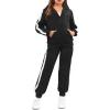 Arshiner Girls 2 Piece Outfits Sweatsuits Zip Up Hoodie Sweatshirt and Sweatpant Athletic Tracksuit Jogger Set(Black)