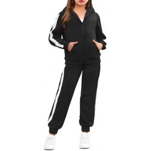 Arshiner Girls 2 Piece Outfits Sweatsuits Zip Up Hoodie Sweatshirt and Sweatpant Athletic Tracksuit Jogger Set(Black)