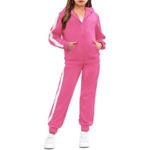Arshiner Girls 2 Piece Outfits Sweatsuits Zip Up Hoodie Sweatshirt and Sweatpant Athletic Tracksuit Jogger Set(Rose)