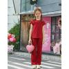 Arshiner Girls 2 Piece Outfits Summer Clothes Short Sleeve Crewneck Tops Wide Leg Pants Trendy Clothing Sets(Red)