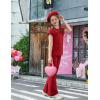 Arshiner Girls 2 Piece Outfits Summer Clothes Short Sleeve Crewneck Tops Wide Leg Pants Trendy Clothing Sets(Red)