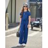 Arshiner Girls 2 Piece Outfits Summer Clothes Short Sleeve Crewneck Tops Wide Leg Pants Trendy Clothing Sets(Royal Blue)