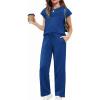 Arshiner Girls 2 Piece Outfits Summer Clothes Short Sleeve Crewneck Tops Wide Leg Pants Trendy Clothing Sets(Royal Blue)