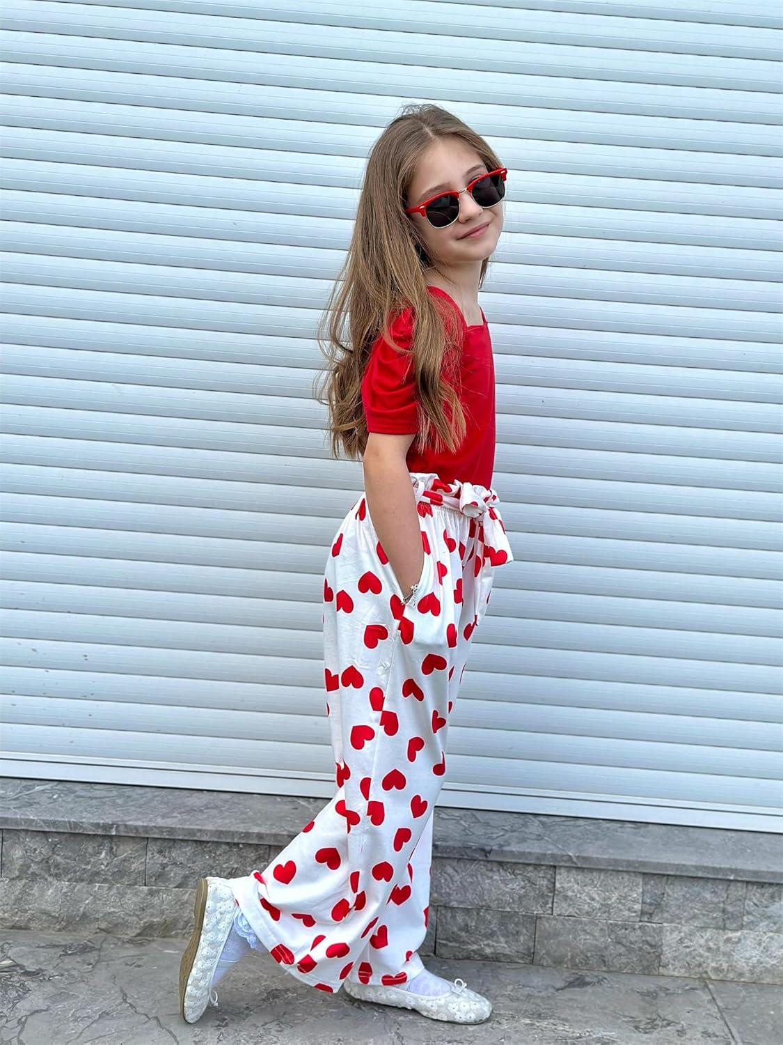 image:imageArshiner Girls 2 Pieces Outfits Kids Square Neck Puff Sleeve Tops and Pants Set with Pockets 614 YearsLove