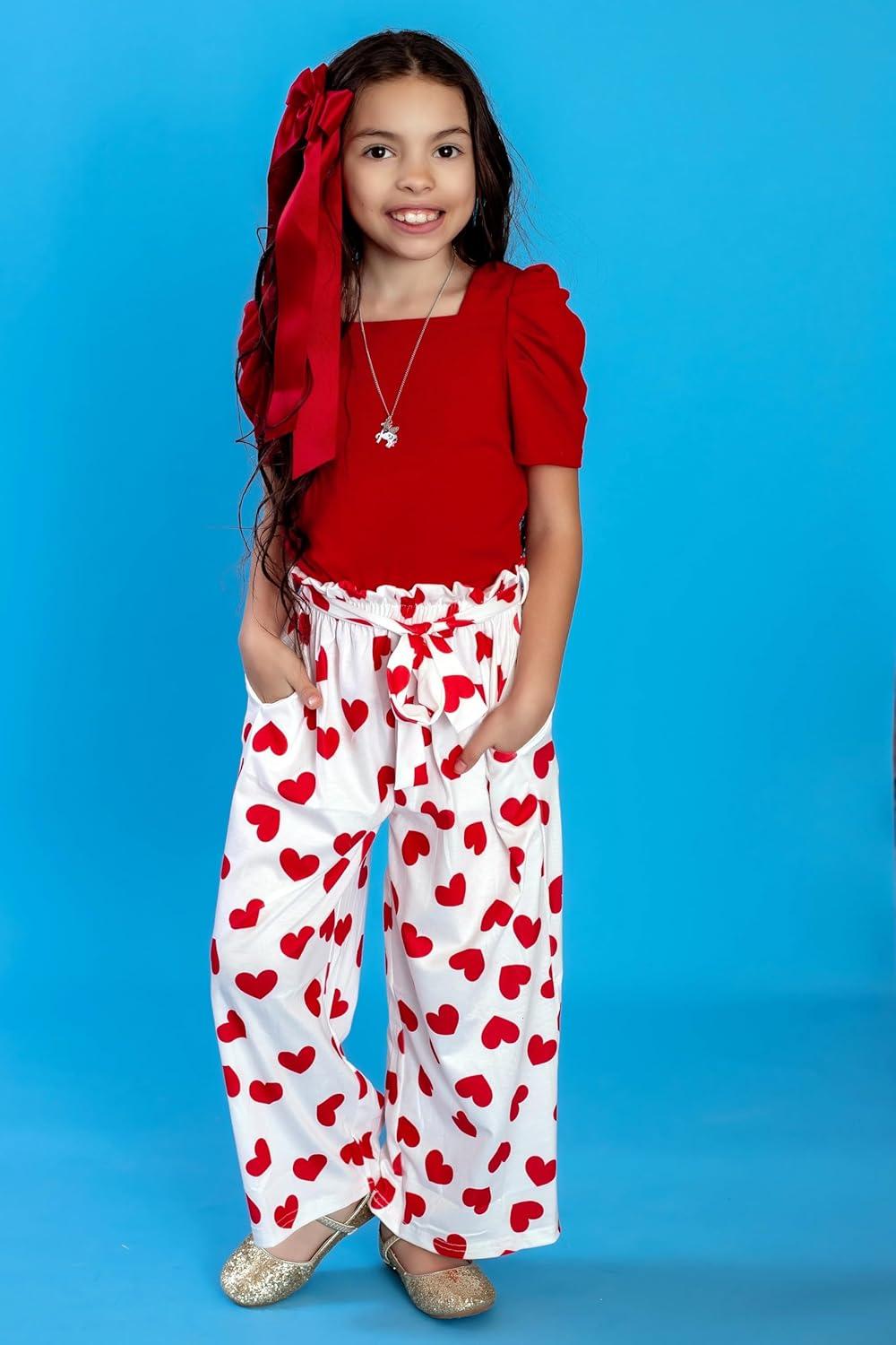 image:imageArshiner Girls 2 Pieces Outfits Kids Square Neck Puff Sleeve Tops and Pants Set with Pockets 614 YearsLove