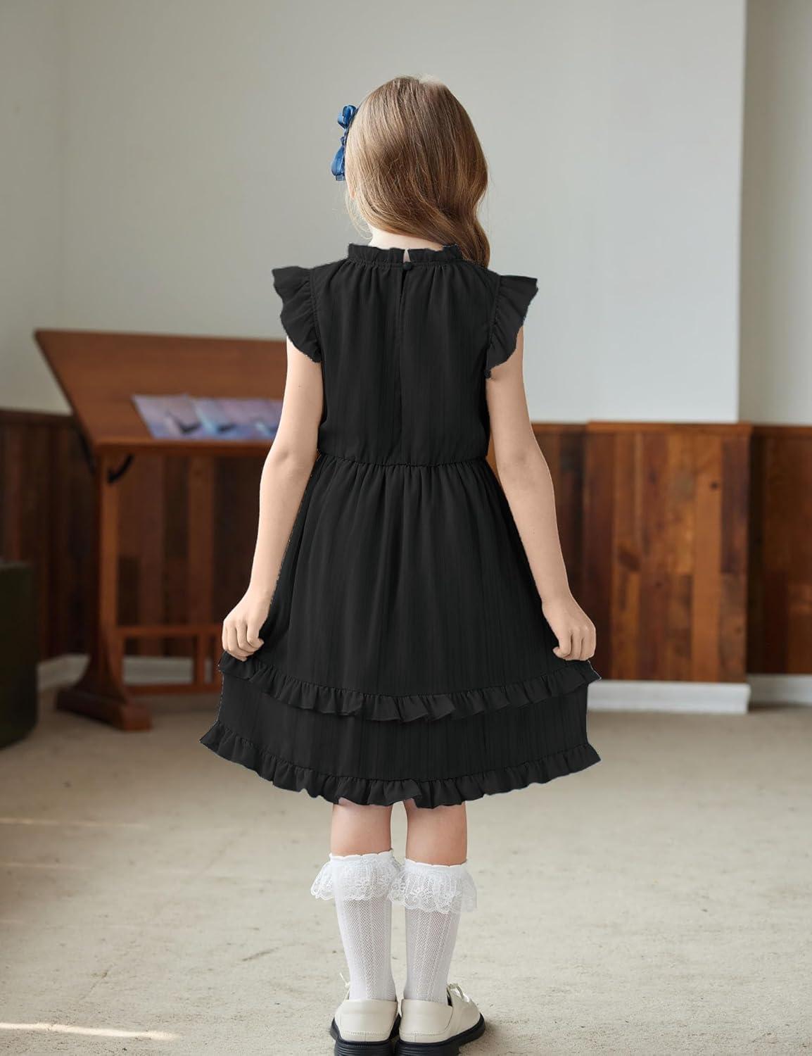 image:imageArshiner Girls Summer Dresses Ruffle Sleeve ALine Sundress Casual Elegant DressesBlack