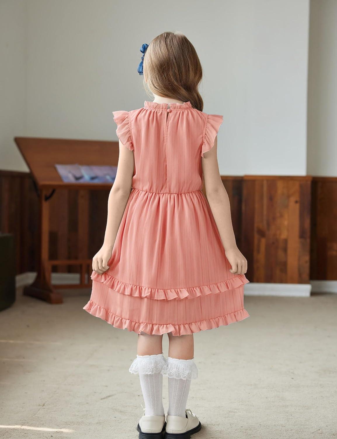 image:imageArshiner Girls Summer Dresses Ruffle Sleeve ALine Sundress Casual Elegant DressesPink