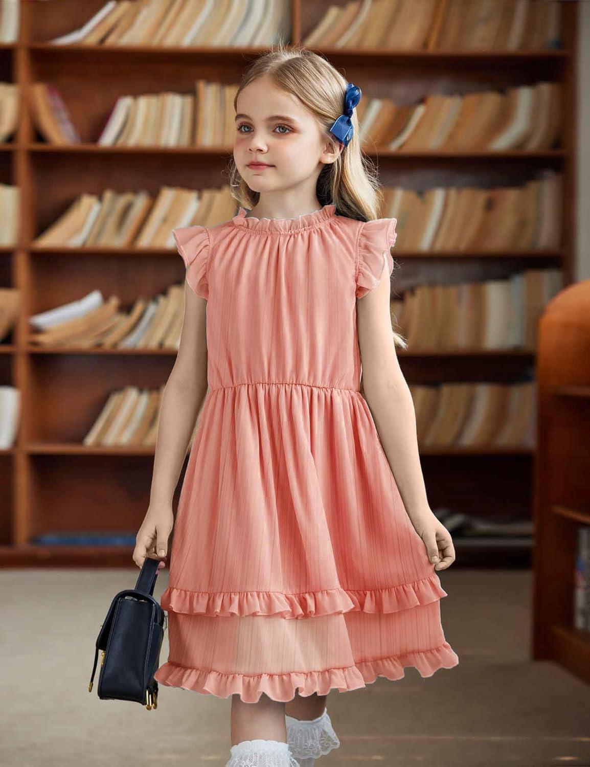 image:imageArshiner Girls Summer Dresses Ruffle Sleeve ALine Sundress Casual Elegant DressesPink
