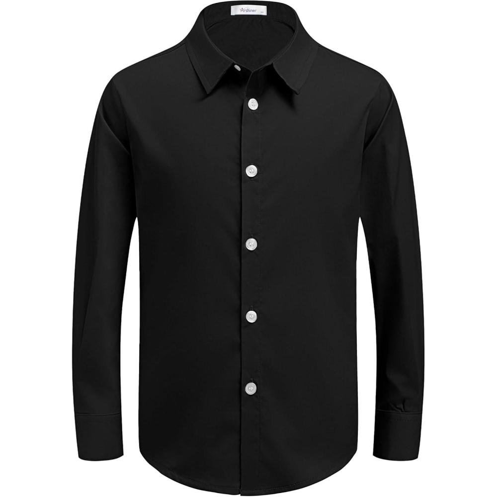 image:imageArshiner Boys Long Sleeve Dress Shirt Button Down Shirts Formal School Uniform Shirt Size 512 YearsBlack