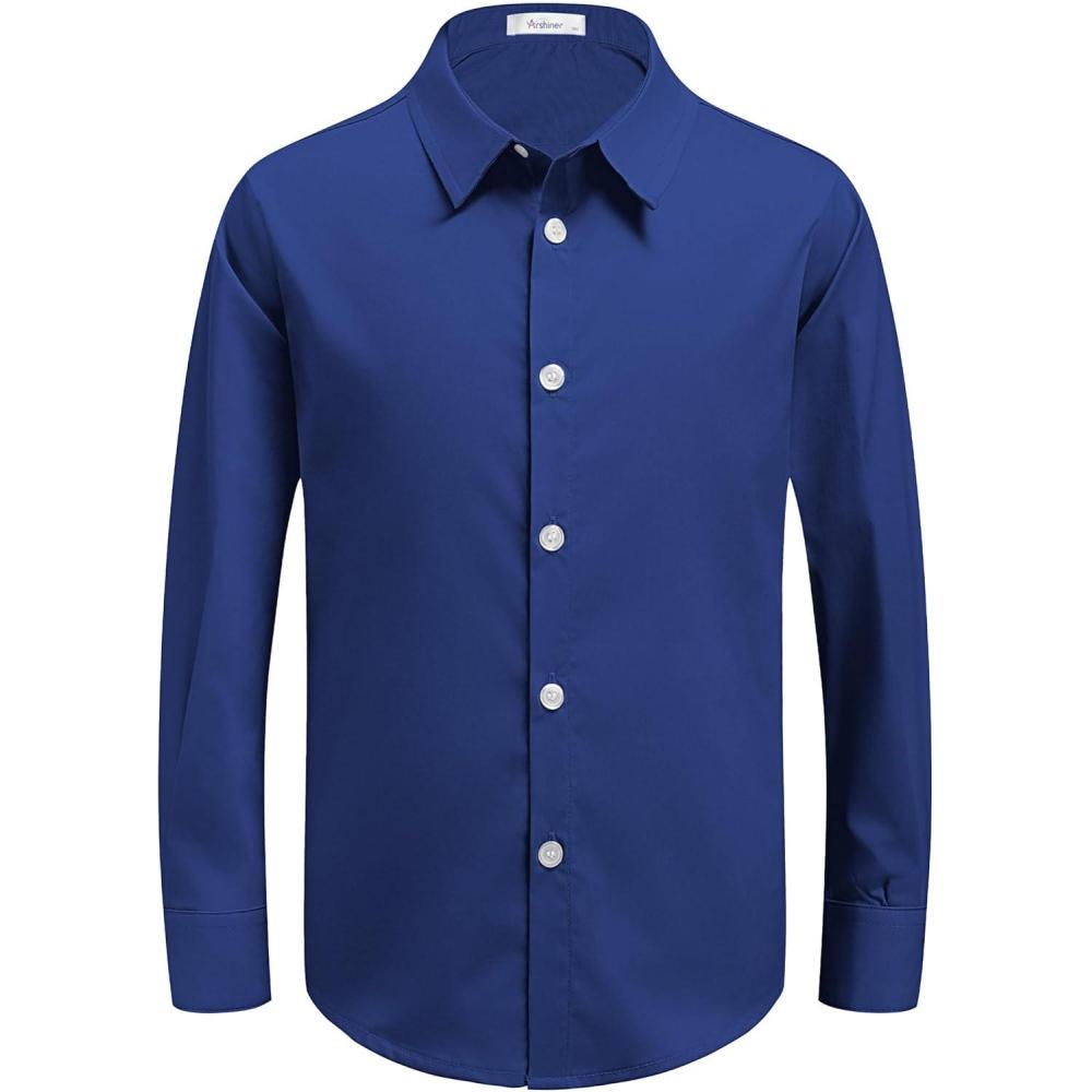 image:imageArshiner Boys Long Sleeve Dress Shirt Button Down Shirts Formal School Uniform Shirt Size 512 YearsDeep Blue
