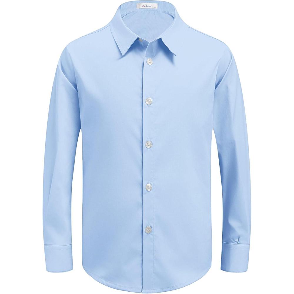 image:imageArshiner Boys Long Sleeve Dress Shirt Button Down Shirts Formal School Uniform Shirt Size 512 YearsLight Blue