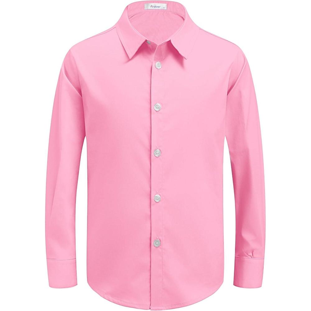 image:imageArshiner Boys Long Sleeve Dress Shirt Button Down Shirts Formal School Uniform Shirt Size 512 YearsPink