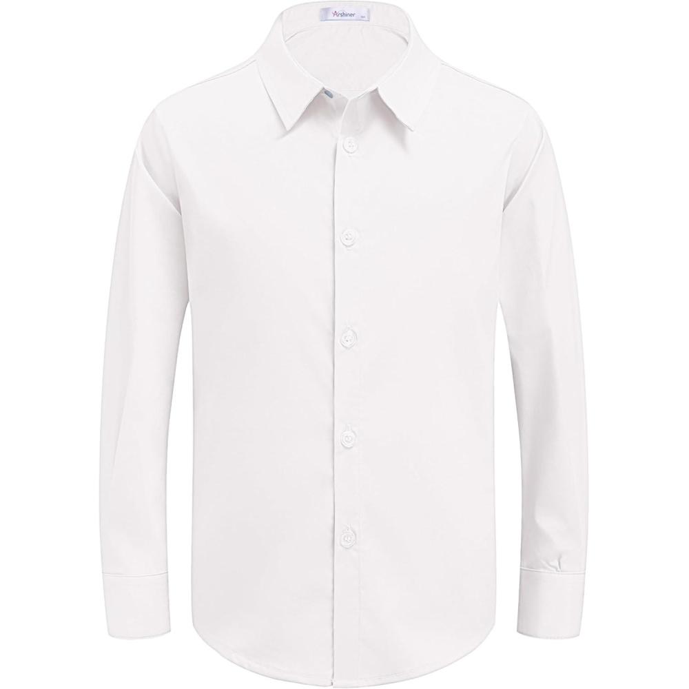 image:imageArshiner Boys Long Sleeve Dress Shirt Button Down Shirts Formal School Uniform Shirt Size 512 YearsWhite