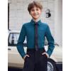 Arshiner Boys Long Sleeve Dress Shirt Button Down Shirt School Uniform Formal Shirt with Chest Pocket Size 5-12 Years(Dark Blue)